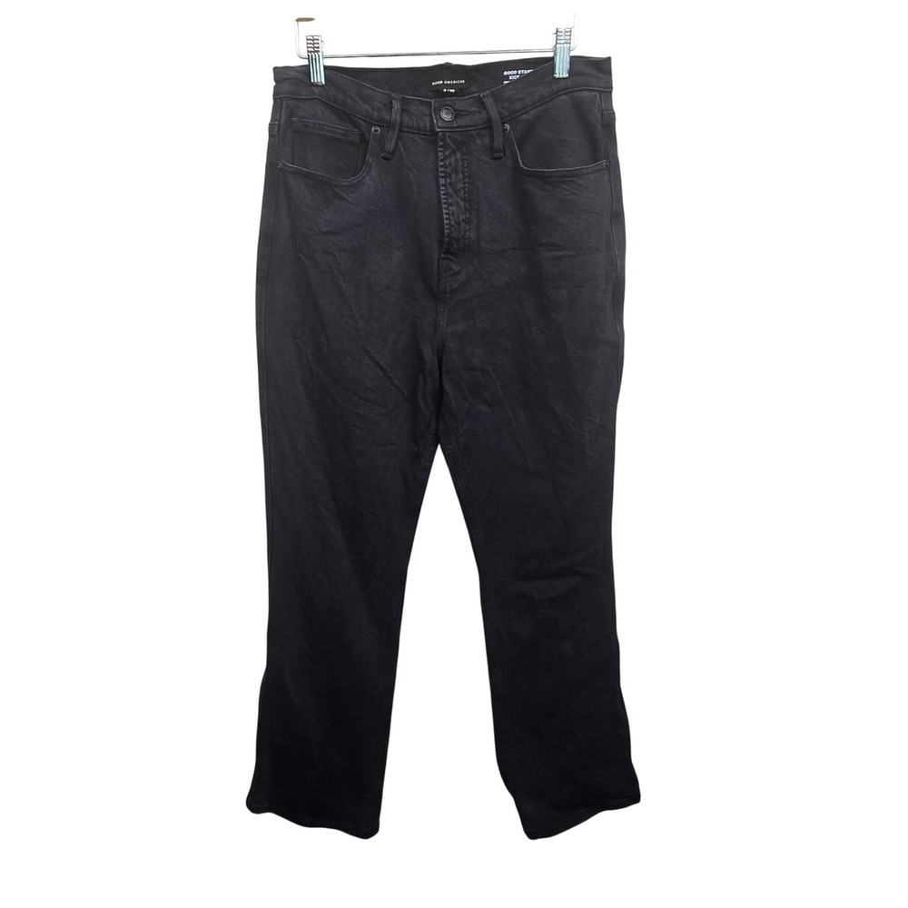 GOOD AMERICAN Good‎ Standard Kick Flare Jeans Black High Rise Womens Size 8 29